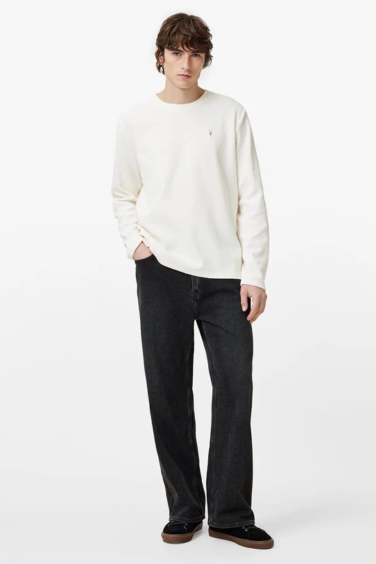 Βαμβακερή μπλούζα με μακριά μανίκια AllSaints ROWE M027JB λευκό