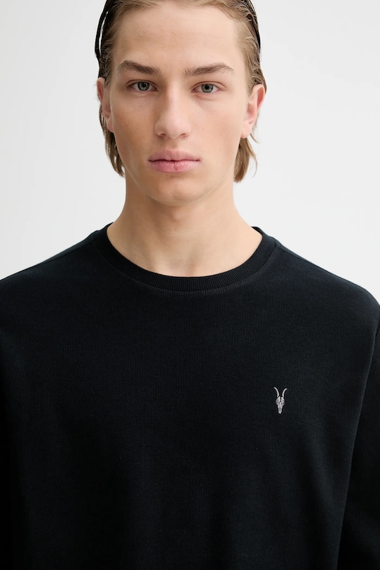 Bavlněné tričko s dlouhým rukávem AllSaints ROWE černá M027JB