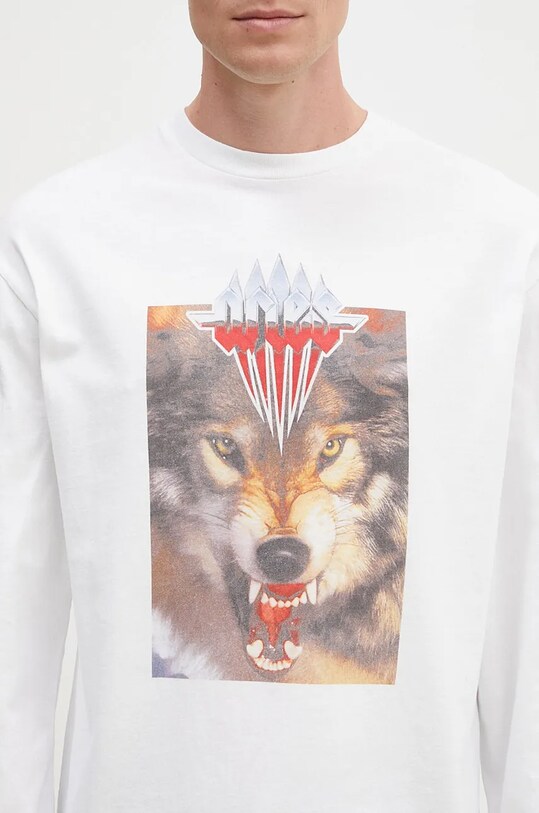Aries longsleeve din bumbac Wolf Longsleeve Tee AR6002202 alb