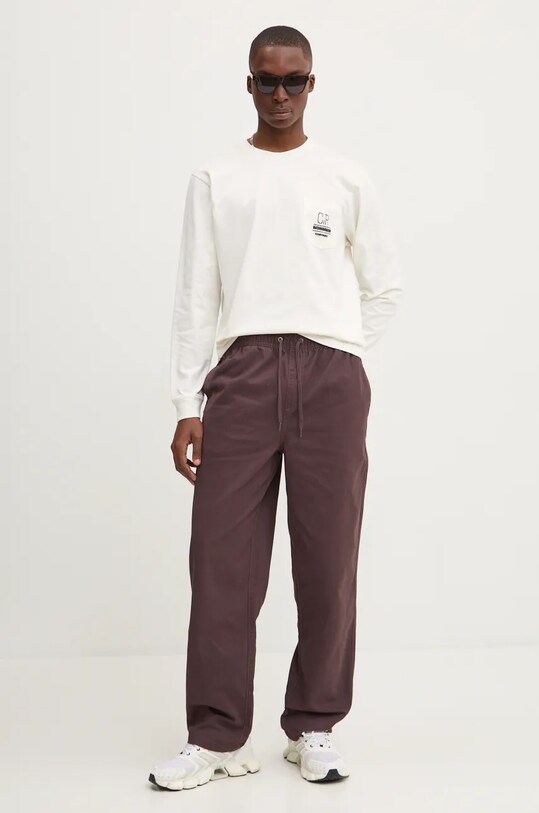 Bavlnené tričko s dlhým rukávom C.P. Company 17CMTS179A006203W béžová AW24