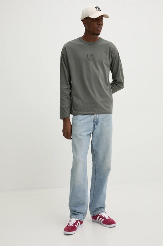 C.P. Company longsleeve din bumbac 17CMTS182A005697G verde AW24