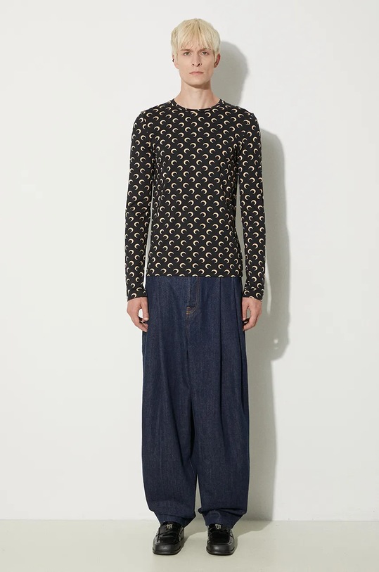 Marine Serre t-shirt Recycled Moon Jersey Second Skin Regular Top MTO116A.CJER0001 black