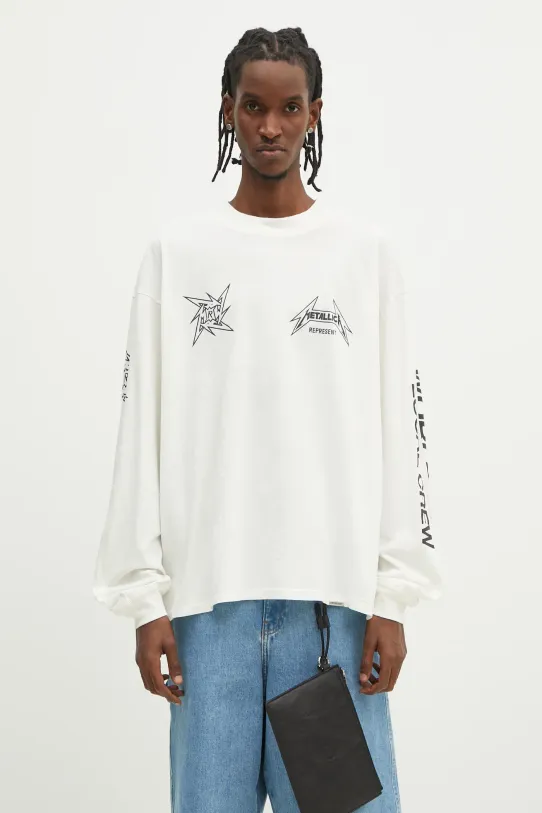 Μακρυμάνικο Represent Metallica 40 Year Anniversary Longsleeve χαλαρό μπεζ MLM4368.072