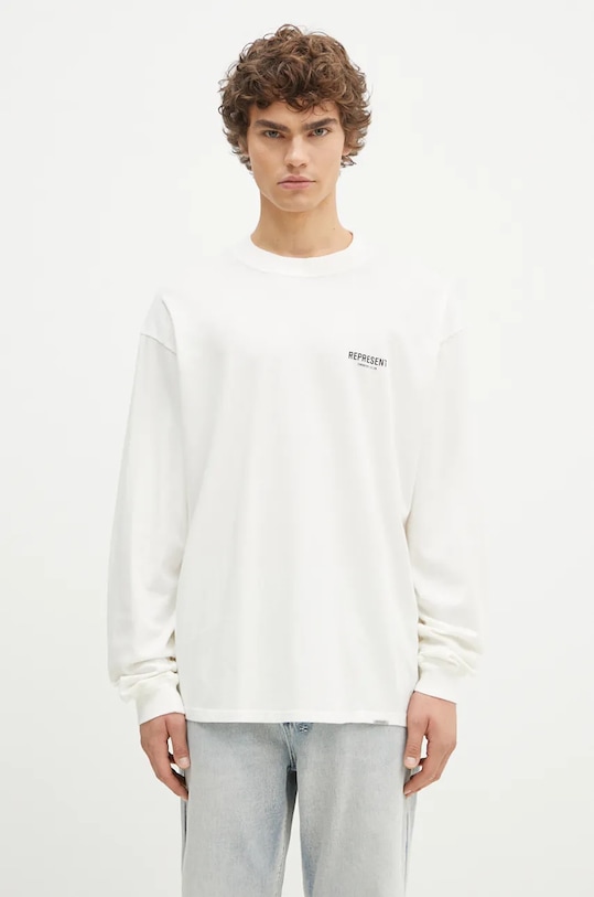 Pamučna majica dugih rukava Represent Represent Owners Club relaxed bijela OCM41119.072