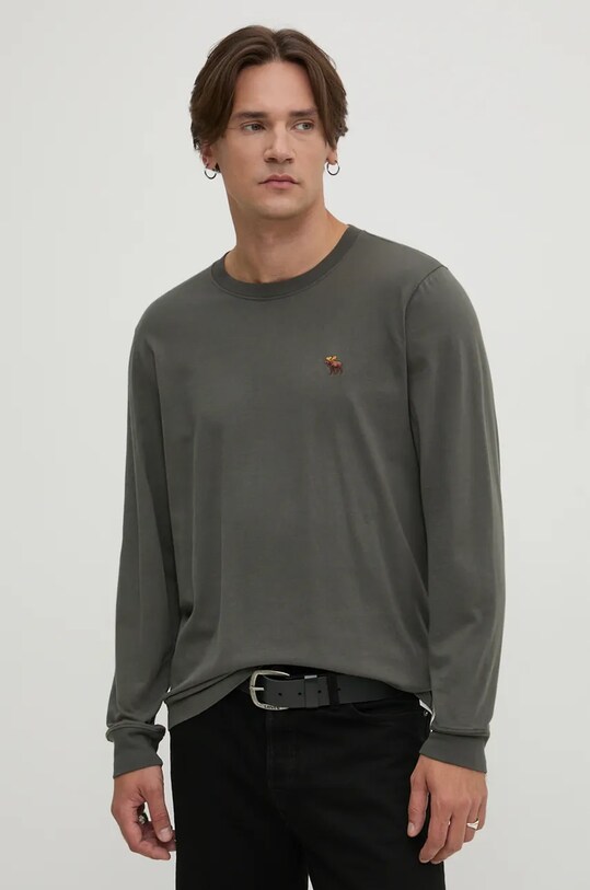 Bavlnené tričko s dlhým rukávom Abercrombie & Fitch 3-pak KI124.4494.555 čierna AW24