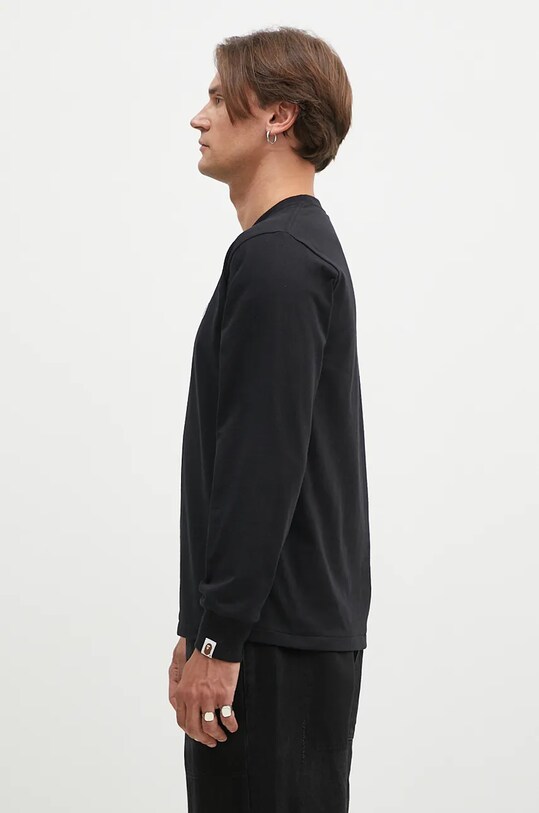 Бавовняний лонгслів A Bathing Ape One Point Longsleeve 1K80111017 чорний AW24