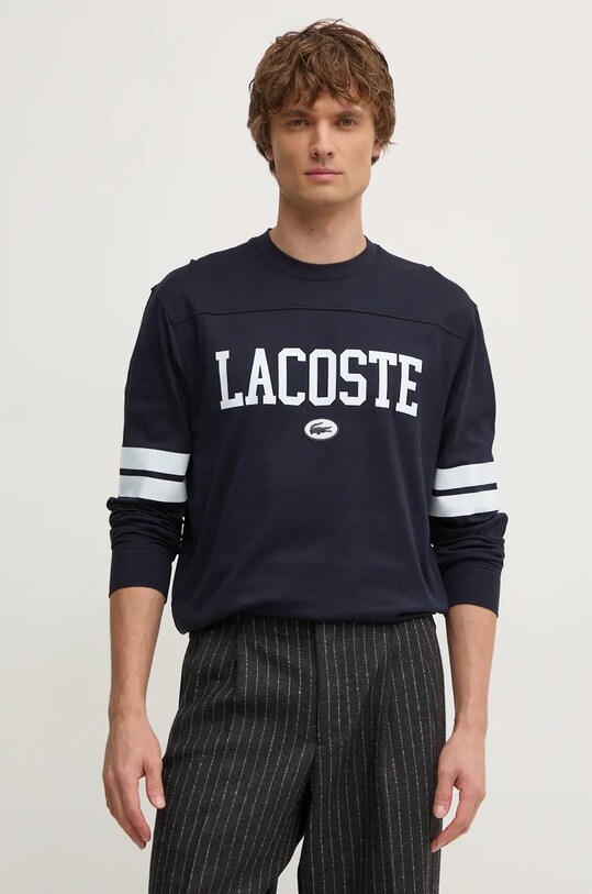 Хлопковый лонгслив Lacoste хлопок чёрный TH7609