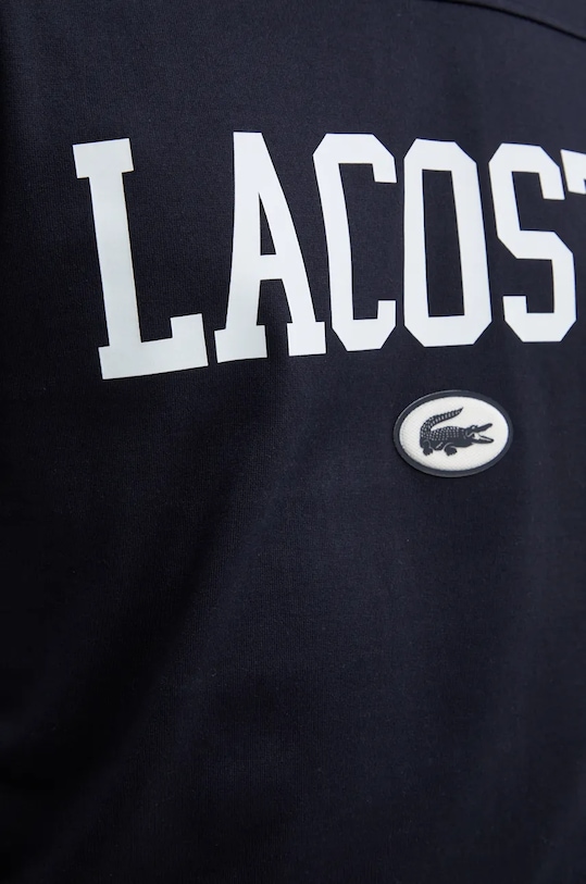 Βαμβακερή μπλούζα με μακριά μανίκια Lacoste TH7609 μαύρο