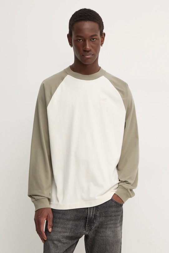 Hollister Co. longsleeve bawełniany bawełna beżowy KI324.4170.330