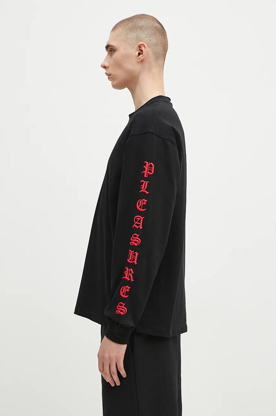 Βαμβακερή μπλούζα με μακριά μανίκια PLEASURES Oe Heavyweight Long Sleeve P24F045 μαύρο AW24