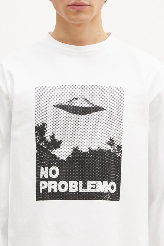 No Problemo top a maniche lunghe in cotone Visitors bianco NP60024.02