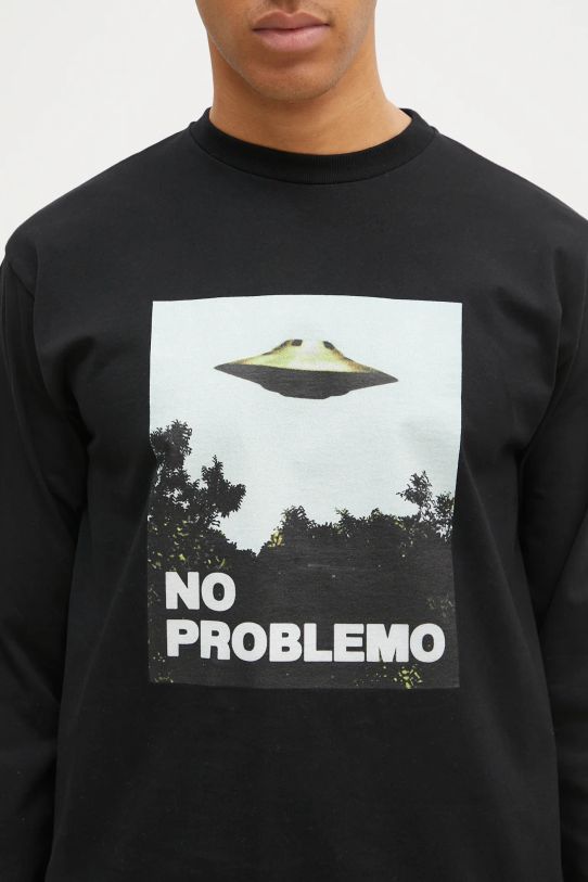 No Problemo longsleeve din bumbac Visitors negru NP60024.02