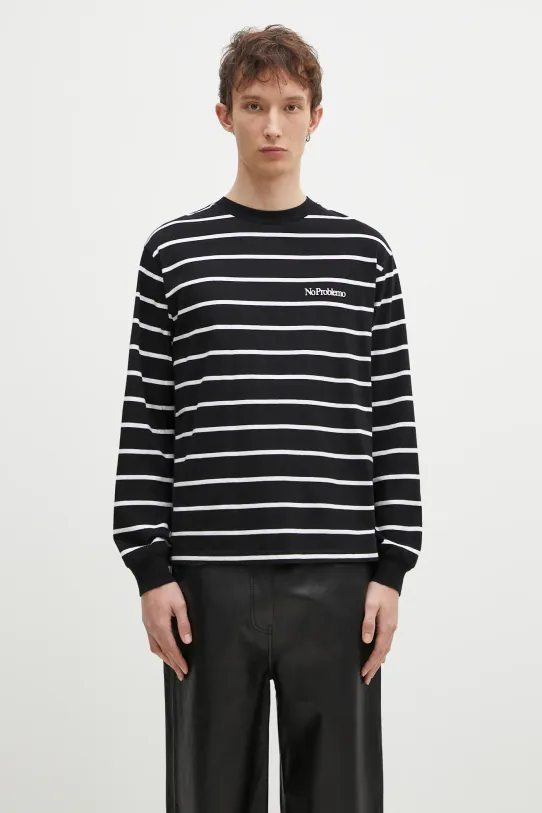 Pamučna majica dugih rukava No Problemo Mini Problemo relaxed crna NP60030.02