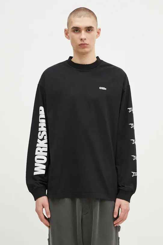 Бавовняний лонгслів 032C ''Nerve Shatter'' Boxy Longsleeve надрук чорний F24.URC.0251.050