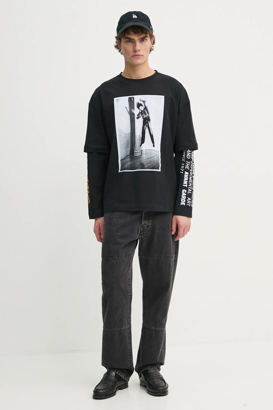 Бавовняний лонгслів Études Studio H24MCTSH186 чорний AW24