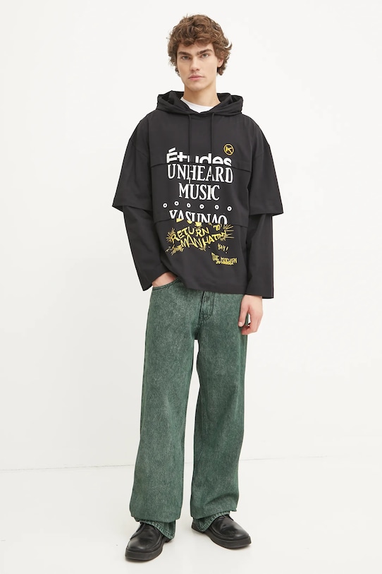 Βαμβακερή μπλούζα Études Studio H24MCTSH195 μαύρο AW24