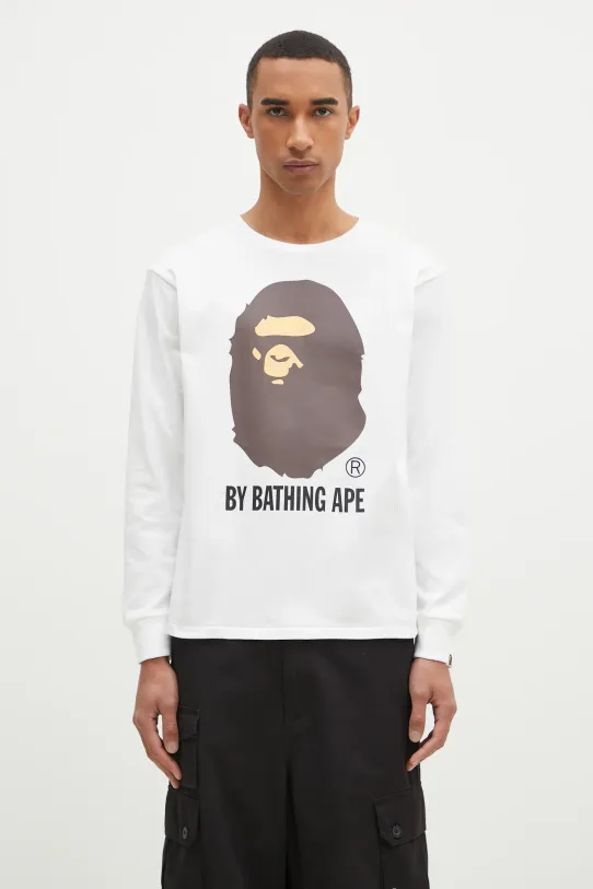 A Bathing Ape top a maniche lunghe in cotone By Bathing Ape Longsleeve regolare bianco 1K80111015