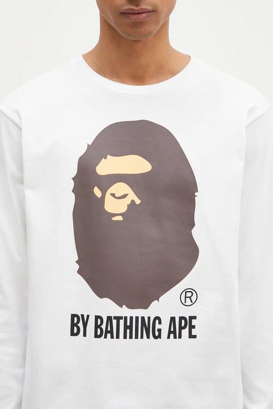 Памучна блуза с дълги ръкави A Bathing Ape By Bathing Ape Longsleeve бял 1K80111015