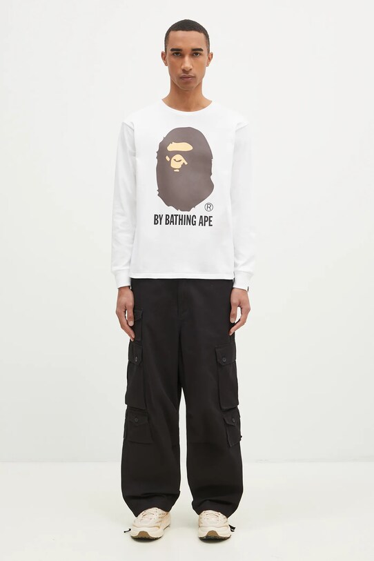 Памучна блуза с дълги ръкави A Bathing Ape By Bathing Ape Longsleeve 1K80111015 бял