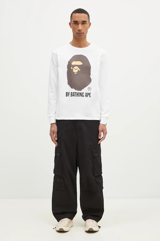 A Bathing Ape top a maniche lunghe in cotone By Bathing Ape Longsleeve 1K80111015 bianco