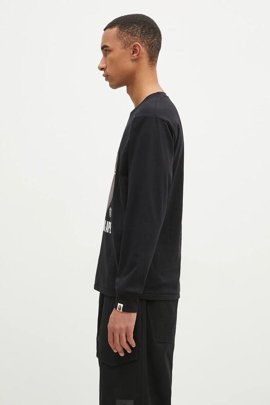 Хлопковый лонгслив A Bathing Ape By Bathing Ape Longsleeve 1K80111015 чёрный AW24