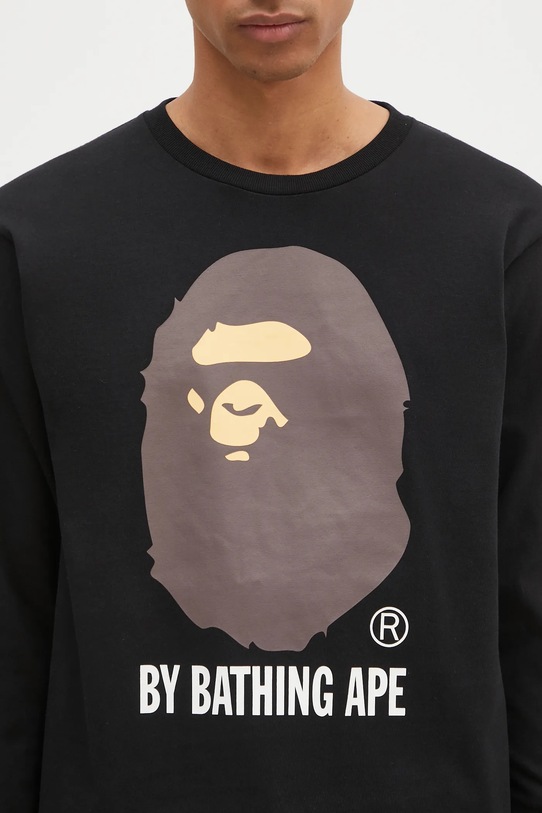 Хлопковый лонгслив A Bathing Ape By Bathing Ape Longsleeve чёрный 1K80111015
