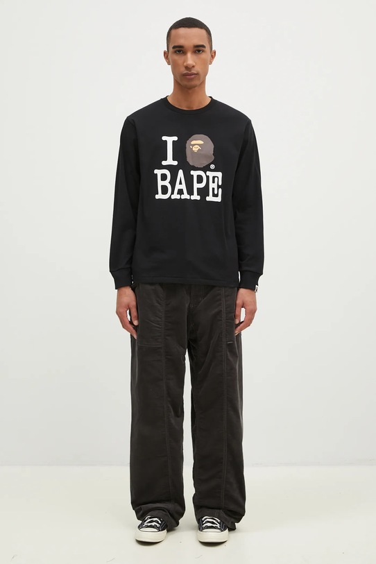 A Bathing Ape cotton longsleeve top I Love Bape Longsleeve 1K80111022 black