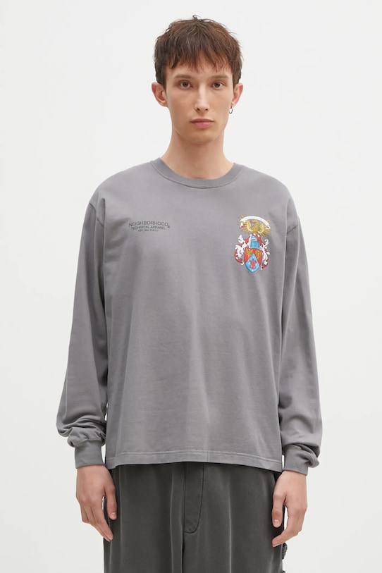 Oblečení Bavlněné tričko s dlouhým rukávem NEIGHBORHOOD Tee Longsleeve-13 242PCNH.LT13 šedá