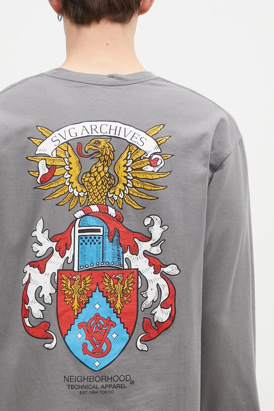 NEIGHBORHOOD top a maniche lunghe in cotone Tee Longsleeve-13 grigio 242PCNH.LT13