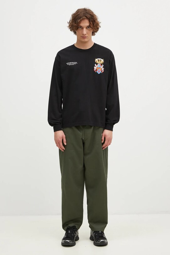 NEIGHBORHOOD top a maniche lunghe in cotone Tee Longsleeve-13 242PCNH.LT13 nero
