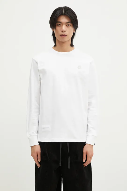 AAPE longsleeve din bumbac Moon Face Logo uni alb AAPLTM1540XXN