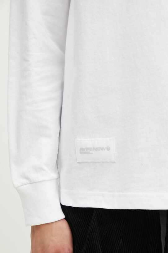 Памучна блуза с дълги ръкави AAPE Moon Face Logo бял AAPLTM1540XXN