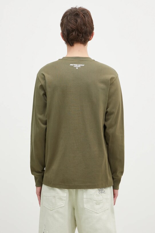 Одежда Хлопковый лонгслив AAPE Moon Face Logo AAPLTM1540XXN зелёный