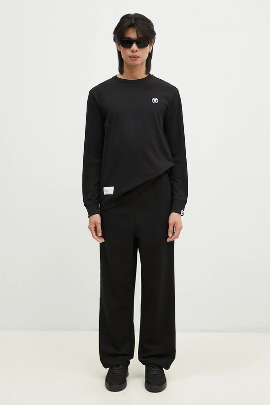 Хлопковый лонгслив AAPE Moon Face Logo AAPLTM1540XXN чёрный
