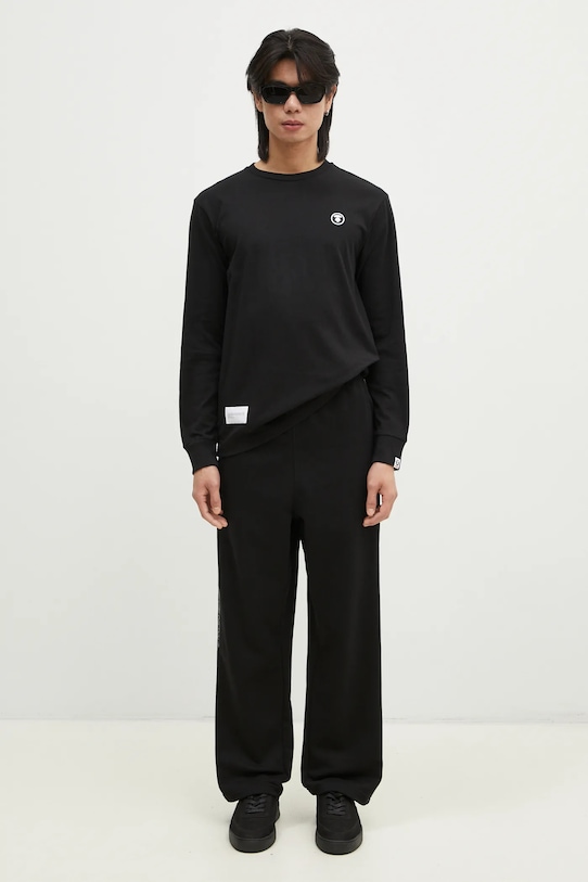 AAPE cotton longsleeve top Moon Face Logo AAPLTM1540XXN black
