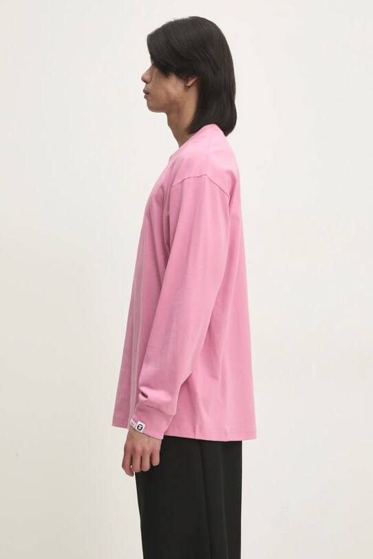 Pamučna majica dugih rukava AAPE Basic Long AAPLTM1559XXN roza AW24