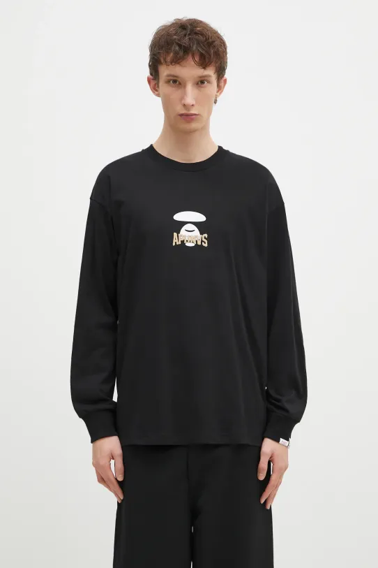 Хлопковый лонгслив AAPE Basic Long печать чёрный AAPLTM1559XXN