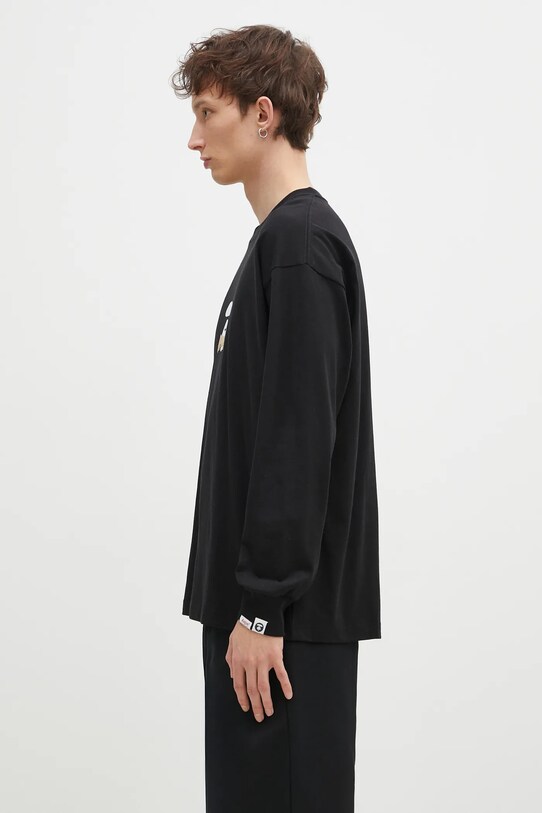 AAPE longsleeve din bumbac Basic Long AAPLTM1559XXN negru AW24