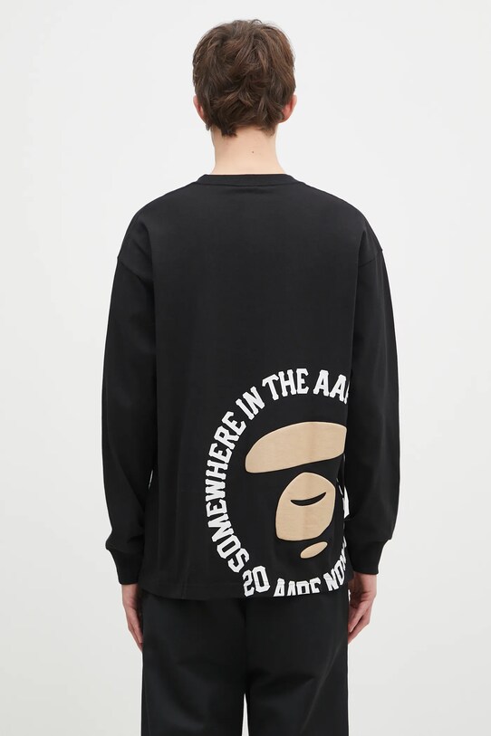 Îmbrăcăminte AAPE longsleeve din bumbac Basic Long AAPLTM1559XXN negru