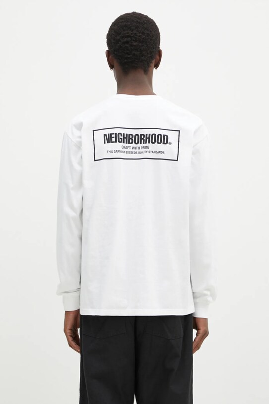 Дрехи Памучна блуза с дълги ръкави NEIGHBORHOOD 242PCNH.LT01 бял
