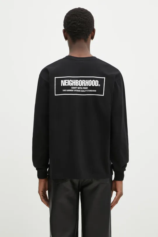 Bavlněné tričko s dlouhým rukávem NEIGHBORHOOD regular černá 242PCNH.LT01