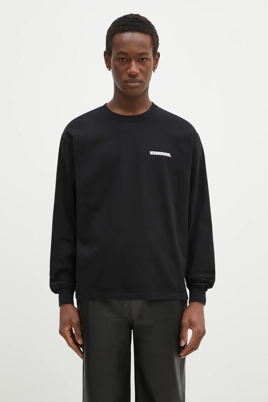 Îmbrăcăminte NEIGHBORHOOD longsleeve din bumbac 242PCNH.LT01 negru