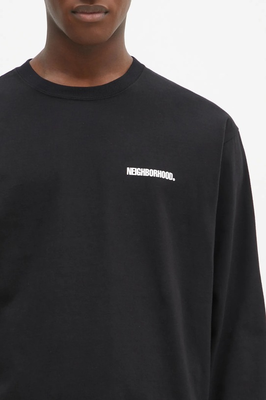 Bavlněné tričko s dlouhým rukávem NEIGHBORHOOD černá 242PCNH.LT01