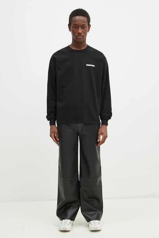 Bavlněné tričko s dlouhým rukávem NEIGHBORHOOD 242PCNH.LT01 černá