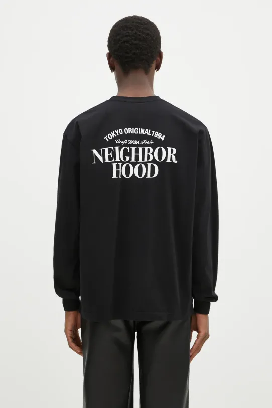 NEIGHBORHOOD top a maniche lunghe in cotone regolare nero 242PCNH.LT02