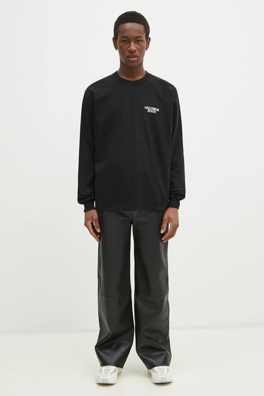 NEIGHBORHOOD longsleeve din bumbac negru 242PCNH.LT02