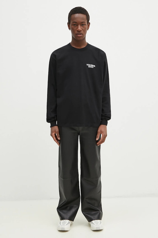 NEIGHBORHOOD top a maniche lunghe in cotone nero 242PCNH.LT02