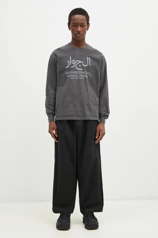 NEIGHBORHOOD longsleeve din bumbac 242PCNH.LT15 gri