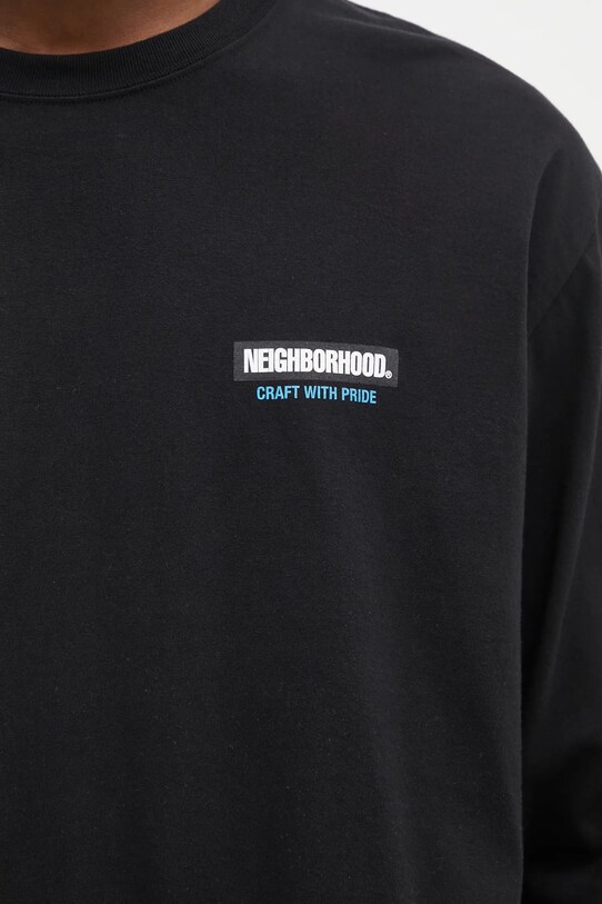 Хлопковый лонгслив NEIGHBORHOOD чёрный 242PCNH.LT16
