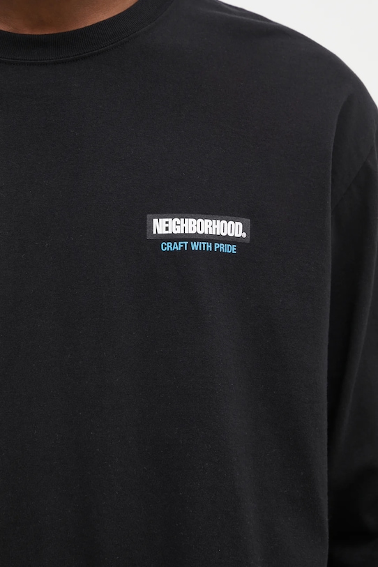 Бавовняний лонгслів NEIGHBORHOOD чорний 242PCNH.LT16